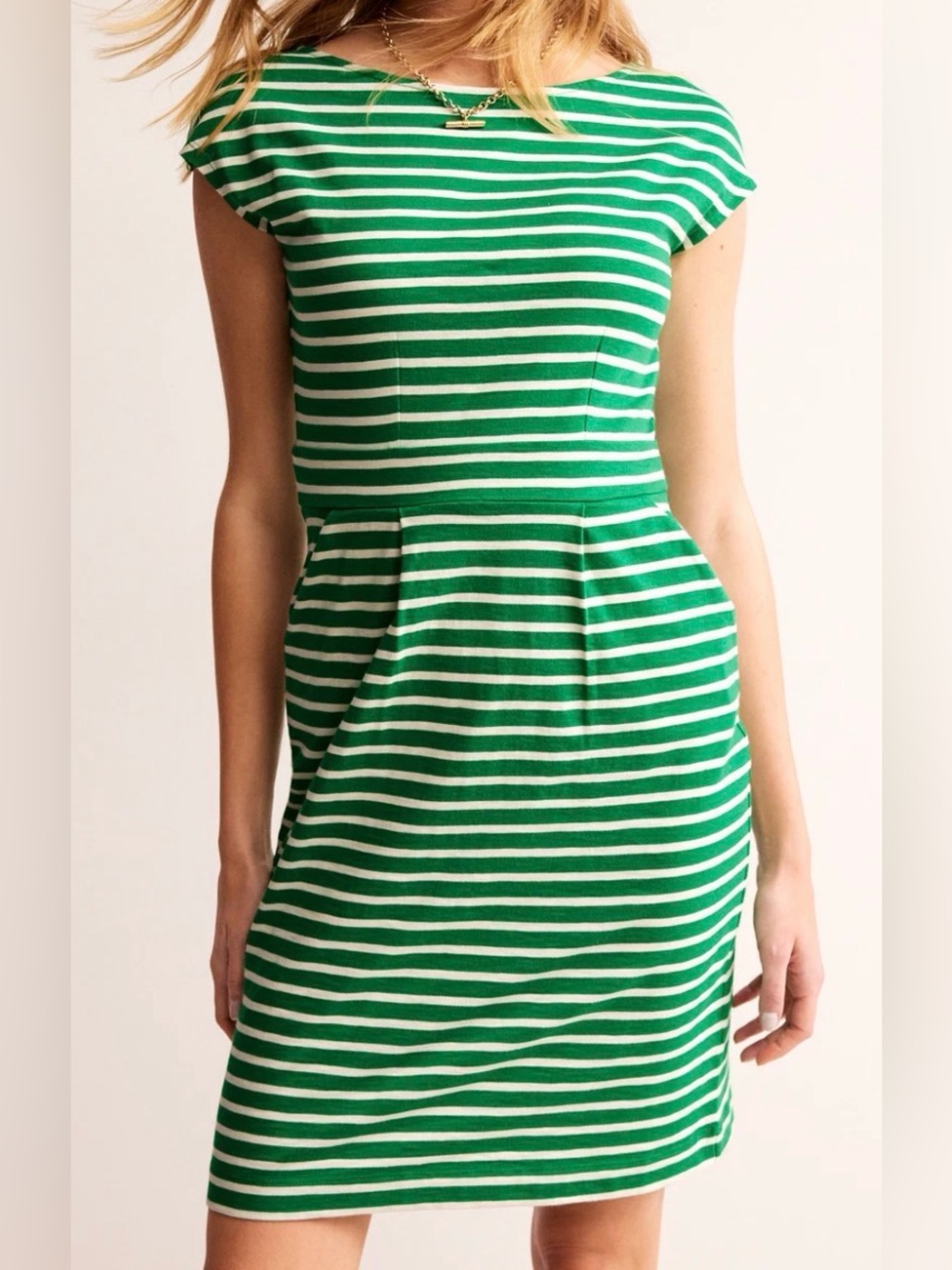 BODEN Florrie Jersey Dress in Green Tambourine/ Ivory Stripe Size 6L